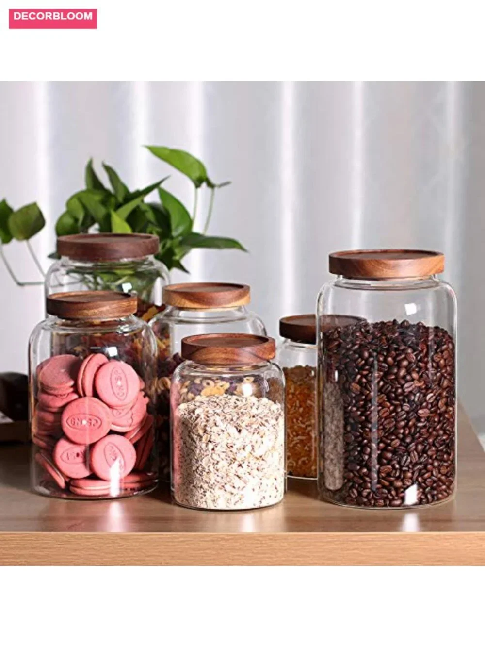 Large Glass Jar with Airtight Lid Set of 2 93 FL OZ Food Canisters